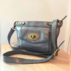 Fossil Vintage Revival Gray Crossbody Handbag With Fossil Key Tag